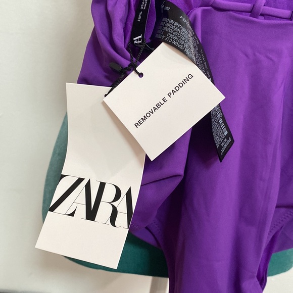 Zara limited edition ruched swimsuit you can’t miss💜💫Removable Padding 💫… - Picture 6 of 7